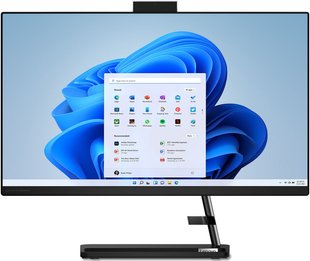 Моноблок Lenovo IdeaCentre AIO 3 24IAP7 (F0GH011SUO); 23.8" (1920х1080) IPS / Intel Core i3-1215U (1.2 - 4.4 ГГц) / RAM 16 ГБ / SSD 256 ГБ / Intel UHD Graphics / без ОП / LAN / Wi-Fi / Bluetooth / веб-камера / без ОС / чорний / дротові клавіатура + миша F0GH011SUO фото