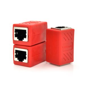 З'єднувач RJ45 8P8C мама / мама RJ45 для з'єднання кабелю, екранований, червоний, Q50 14472 фото