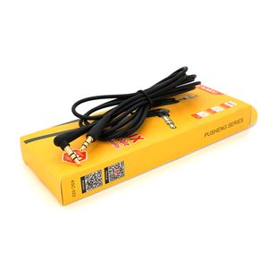 Кабель iKAKU KSC-522 PUSHENG AUX Audio DC3.5 тато-тато 2.0м, GOLD Stereo Jack, (круглий) Black cable, Box YT-AUXGJ(M)/(M)-KSC-522-B фото