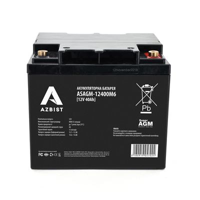 Акумулятор AZBIST Super AGM ASAGM-12400M6, Black Case, 12V 40.0Ah (198x166x171) Q1 ASAGM-12400M6 фото
