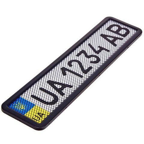 Рамка номера нерж. РНС-75055 з сіткою чорна (РНС-75055) РНС-75055 фото товару