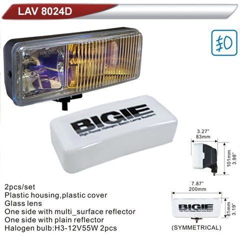 Фара дополнительная DLAA 8024D-RY/BIGIE/2хH3-12V/200*81mm/крышка (LAV 8024D-RY) LAV 8024D-RY фото товара