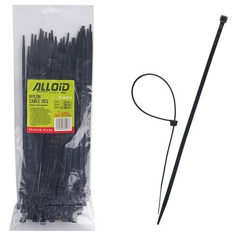 Хомут пластиковий Alloid 4.8 х 250 100 шт./уп. чорний (PC-48250 B) PC-48250 B фото товару