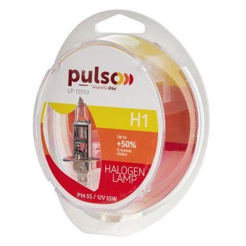 Лампи PULSO/галогенні H1/P14.5S 12v55w+50% X-treme Vision/plastic box (LP-12553) LP-12553 фото товару