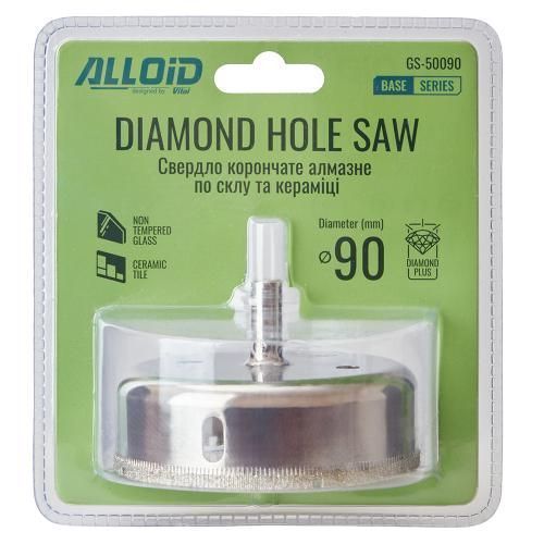 Alloid Base. Свердло корончате алмазне по склу та кераміці 90мм GS-50090 фото товару