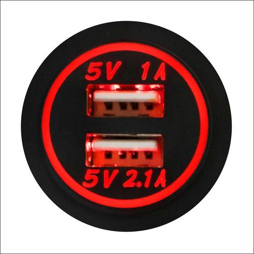 Автомобільний зарядний пристрій 2 USB 12-24V урізне в планку NEW (10249 USB-12-24V 3,1A RED) 10249 USB-12-24V 3,1A RED фото