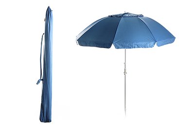 Зонт пляжный с наклоном 2,2м и клапаном усиленный с винтом (28/32) голубой СИЛА 960803 фото