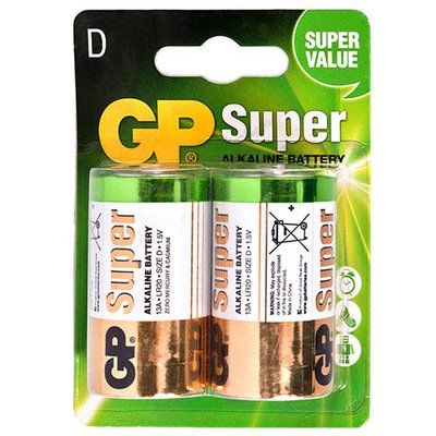 Батарейка GP SUPER ALKALINE 1.5V 13A-U2 щелочная, LR20, D, блистер (4891199000003) 4891199000003 фото