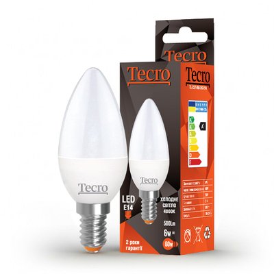 Лампа світлодіодна Tecro 6W E14 4000K (TL-C37-6W-4K-E14) TL-C37-6W-4K-E14 фото