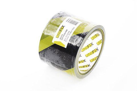 Сигнальна стрічка 75мм*100м жовто-чорна UNIFIX SGL-75100YG фото товару