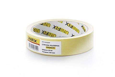 Стрічка клейка малярна MR-7520261P преміум 25мм*20м UNIFIX MR-7520261P фото товару