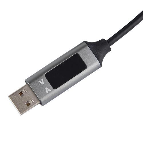 Кабель VOIN CC-3201C GY, USB-Type C 3А, 1m, grey з дисплеєм (CC-3201C GY) CC-3201C GY фото