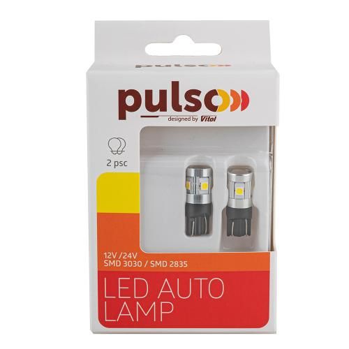 Лампа PULSO/габаритная/LED T10/W2.1x9.5d/6SMD-3030/9-18v/210lm (LP-66162) LP-66162 фото