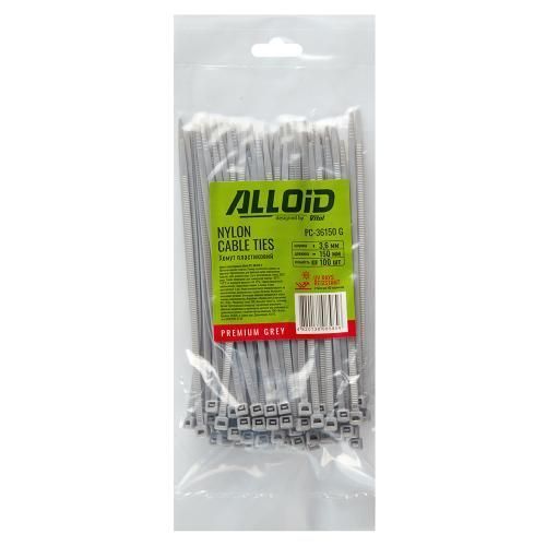 Хомут пластиковый Alloid 3.6 х 150 100шт/уп серый PC-36150 G фото товара