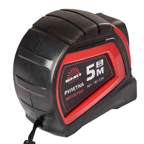 Рулетка 5 м &times; 25 мм автостоп Vitals Master 181729 фото товара