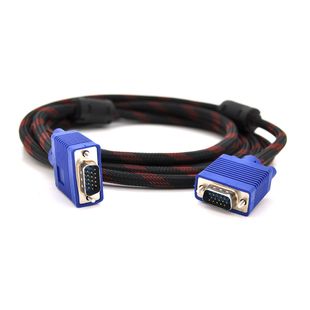 Кабель Merlion VGA 3 + 4, 3.0m, male to male (тато-тато), OD-8.2mm, 2 фериту, обплетення, круглий Black / Red, коннектор Blue, кульок YT-VGA(M)/(M)3+4NY-3.0m фото