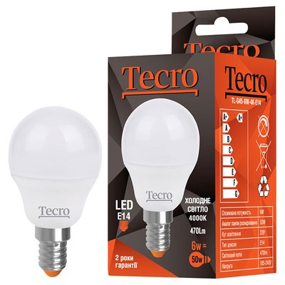 Лампа світлодіодна Tecro 6W E14 4000K (TL-G45-6W-4K-E14) TL-G45-6W-4K-E14 фото