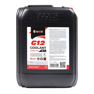 Антифриз Axxis Сoolant G12 Ready-Mix -36 ° C каністра 10 кг Red (P999-G12R RDM10) P999-G12R RDM10 фото