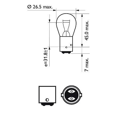 Лампа розжарювання P21/4W 12V BAZ15d 2шт blister (вир-во Philips) 12594B2 фото