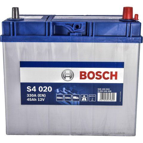 Акумулятор BOSCH 45Ah 12V S4020 R EN330 Азія тонк.клеми 0092S40200 фото товару
