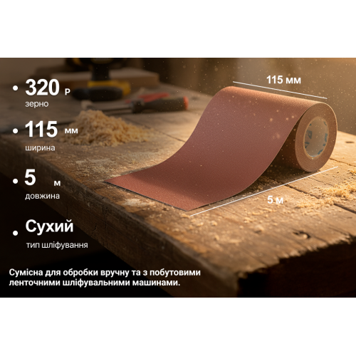 Alloid. Наждачная бумага на тканевой основе, 115мм х 5м, зерно 320 SP-115320 фото товара
