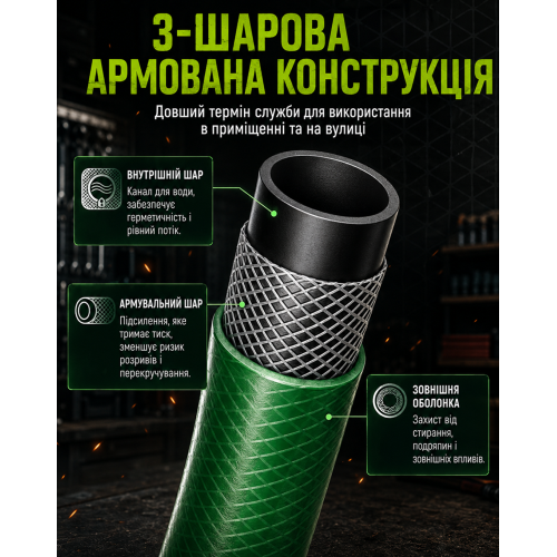 Alloid Base. Шланг армированный 3-х слойный, "Emerald Dragonfly" 1/2" 20м WH-63304 фото товара