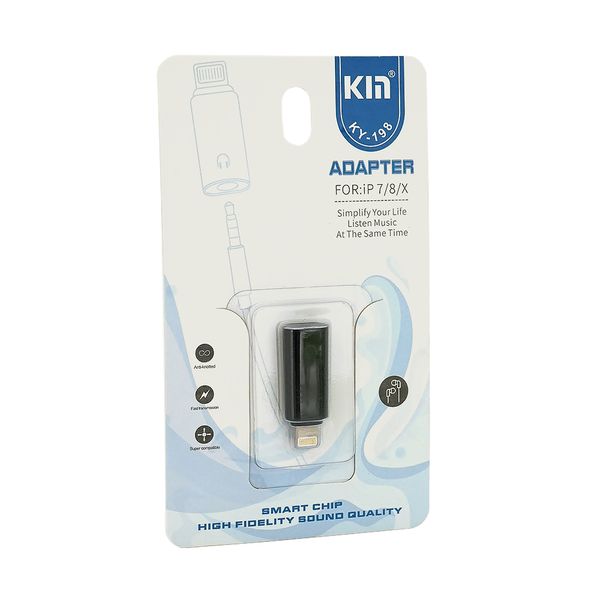 Перехідник KIN KY-198 Lighting(M) => Jack 3.5mm(F), Black, Box KY-198 фото