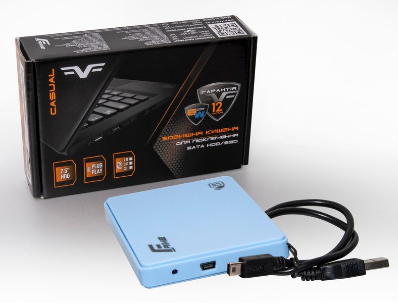 Зовнішня кишеня Frime SATA HDD/SSD 2.5", USB 2.0, Plastic, Blue (FHE13.25U20) FHE13.25U20 фото