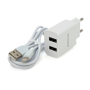 Набір BOROFONE BA53A СЗУ 1xUSB+ кабель iPhone, 2.1A, 1м, White, Blister-box BA53AWi фото