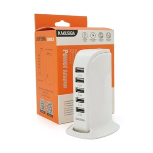 СЗУ AC100-240V iKAKU KSC-741 Jufeng Series Desktop, 5xUSB, Output: DC5V/2.4A (12W), White, Box KSC-741-Wh фото