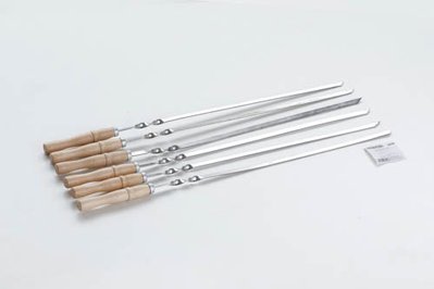 Шампур с деревянной ручкой из нержавеющей стали, 590*10*2мм СИЛА 960205 фото
