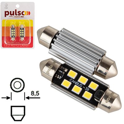 Лампа PULSO/софітні/LED C5W/39мм/CANBUS/9SMD-2835/12v/2,9W/315lm White (LP-39C5W) LP-39C5W фото