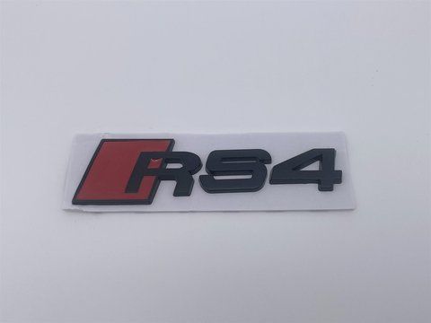 Эмблема шильдик логотип значок RS4 багажника Audi (Ауди) 110*31мм (Черный+красный) (8W9853740T94) Металл au053 фото товара