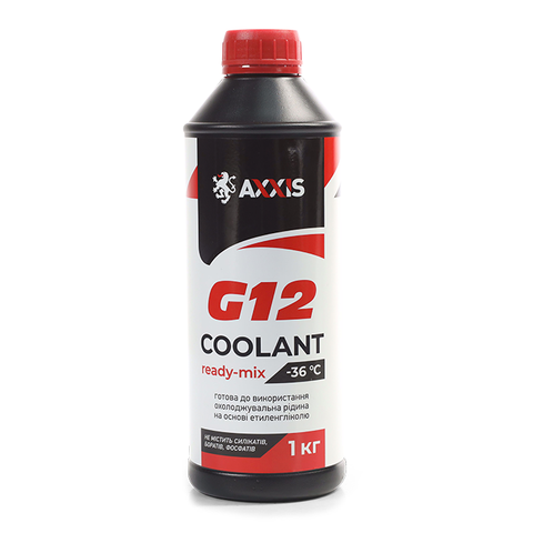Антифриз Axxis Сoolant G12 Ready-Mix -36&deg;C канистра 1кг Red (P999-G12R RDM1) AX-P999-G12R RDM1 фото товара