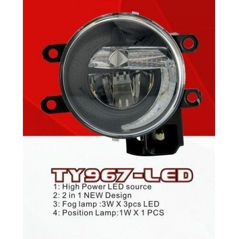 Фари дод. модель Toyota Cars/TY-967L/LED-12V9W+2W/FOG+Position Lamp/ел. проводка (TY-967-LED 2в1) TY-967-LED 2в1 фото товару