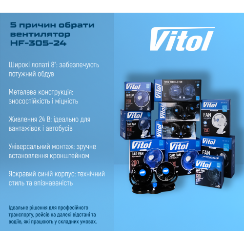 Вентилятор 8" ВН.24.805/HF-305 метал. 24 В (HF-305-24) HF-305-24 фото товара