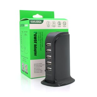 СЗУ AC100-240V iKAKU KSC-741 Jufeng Series Desktop, 5xUSB, Output: DC5V/2.4A (12W), Black, Box KSC-741-B фото