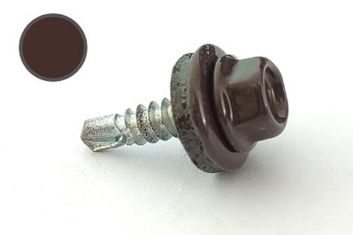Саморіз покрівельний 4,8*19 DIN 7504K RAL 8017 до металу (пач 50шт) (колір - шоколадно-коричневий) APRO 9R648198017 фото