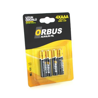 Батарейка лужна Orbus 1.5V AAA/LR03, 4 штуки у блістері, ціна за блістер ORB/LR03-4B фото