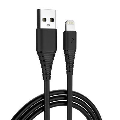 Кабель ColorWay USB - Lightning (M/M), PVC, 2.4 А, 1 м, Black (CW-CBUL024-BK) CW-CBUL024-BK фото