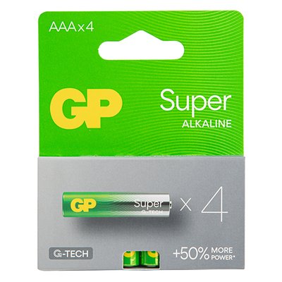 Батарейка GP SUPER ALKALINE 1.5V 24A21-SB4 щелочная, LR03 (4891199218224) 4891199218224 фото