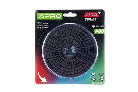 Круг алмазный шлифовальный на липучке 100мм Р80 APRO PRO 812175 фото товара