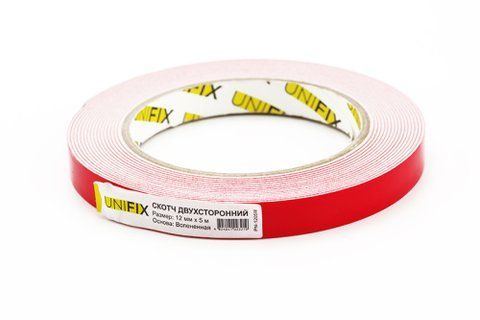 Лента клейкая двухсторонняя на вспененной основе 12мм*5м белая UNIFIX PN-1205W фото товара