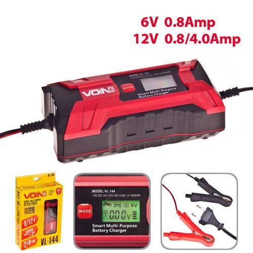 Зарядное устр-во VOIN VL-144 6&12V/0.8-4.0A/3-120AHR/LCD/Импульсное (VL-144) VL-144 фото