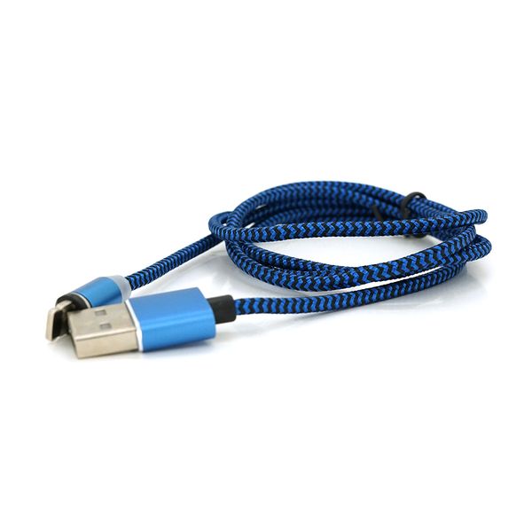 Магнітний кабель Ninja USB 2.0 / Lighting, 1m, 2А, індикатор заряду, тканинна оплетка, броньований, знімач, Blue, Blister-Box YT-NAMC-L/B фото