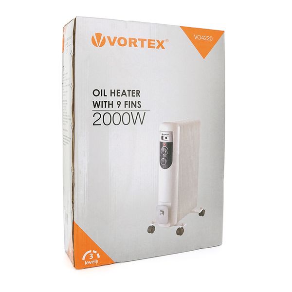 Радіатор масляний VORTEX VO4220, 9 ребер, 3 рівні потужності, 2000 Вт VO4220 фото
